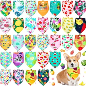 50 stuks levendige zomerhondenbandana's – zachte polyester driehoekssjaals voor huisdieren