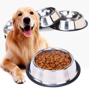 Duurzame roestvrijstalen voerbak met antislipbodem Gemakkelijk schoon te maken Verkrijgbaar in verschillende maten