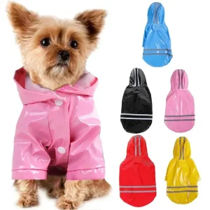 Waterdichte Reflecterende Regenjas voor Honden met Leiband Toegang Lichtgewicht PU-gecoat polyester voor alle seizoenen