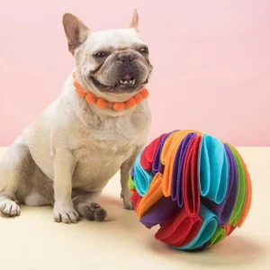 Verstelbare snuffelbal voor honden Interactief traktatiespeeltje met wasbare viltstof maten 15 cm en 20 cm