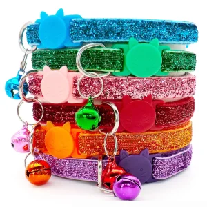 Verstelbare nylon huisdierhalsband met kattengezichtsknop en bel – voor kleine huisdieren