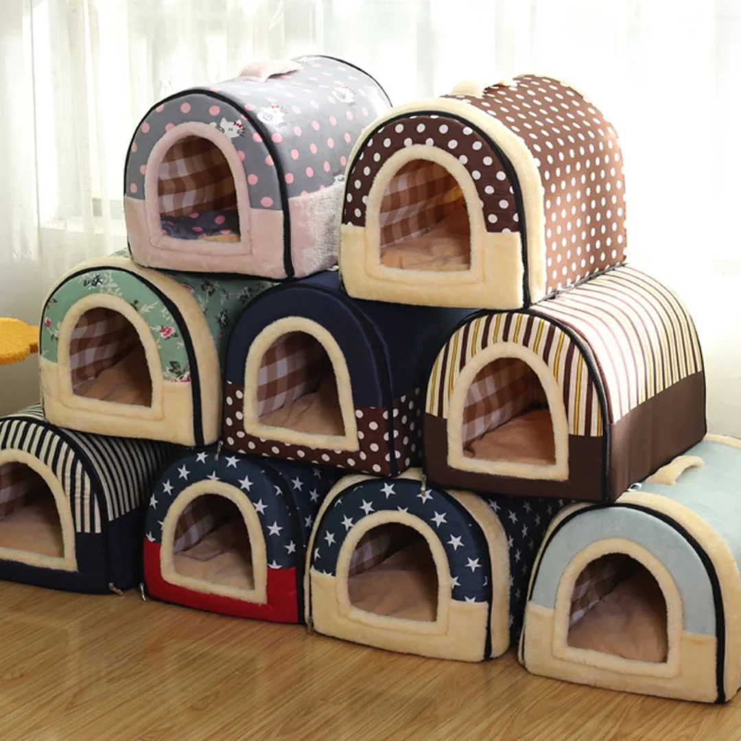 Opvouwbaar Binnenhondenhuis Met Uitneembare Mat Zacht Knus Warm Ideaal Voor Kleine en Middelgrote Huisdieren - Afbeelding 8