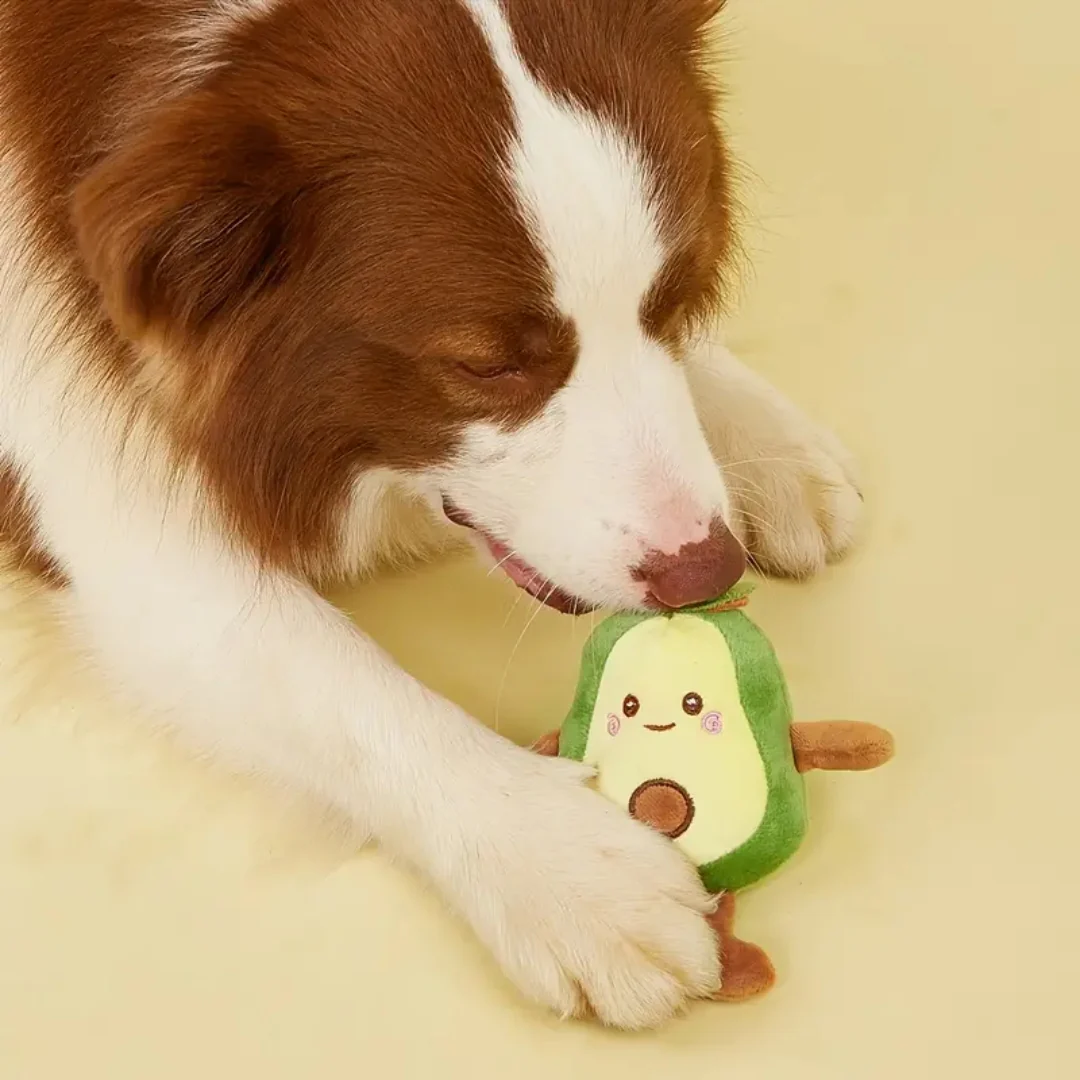 Interactief Avocado Pluche Hondenspeelgoed Duurzaam Kauwspeelgoed met Pieper voor Honden en Katten - Afbeelding 3