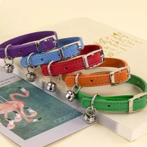 Luxe Leren Kattenhalsband Verstelbaar Anti-Stik Ontwerp Zachte Comfortabele Pasvorm XS tot S