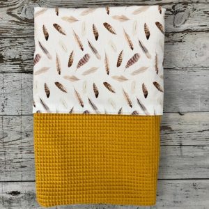 Babydeken bruine veren okergeel