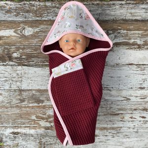 Poppen omslagdoek bordeaux jungle dieren – maat 43