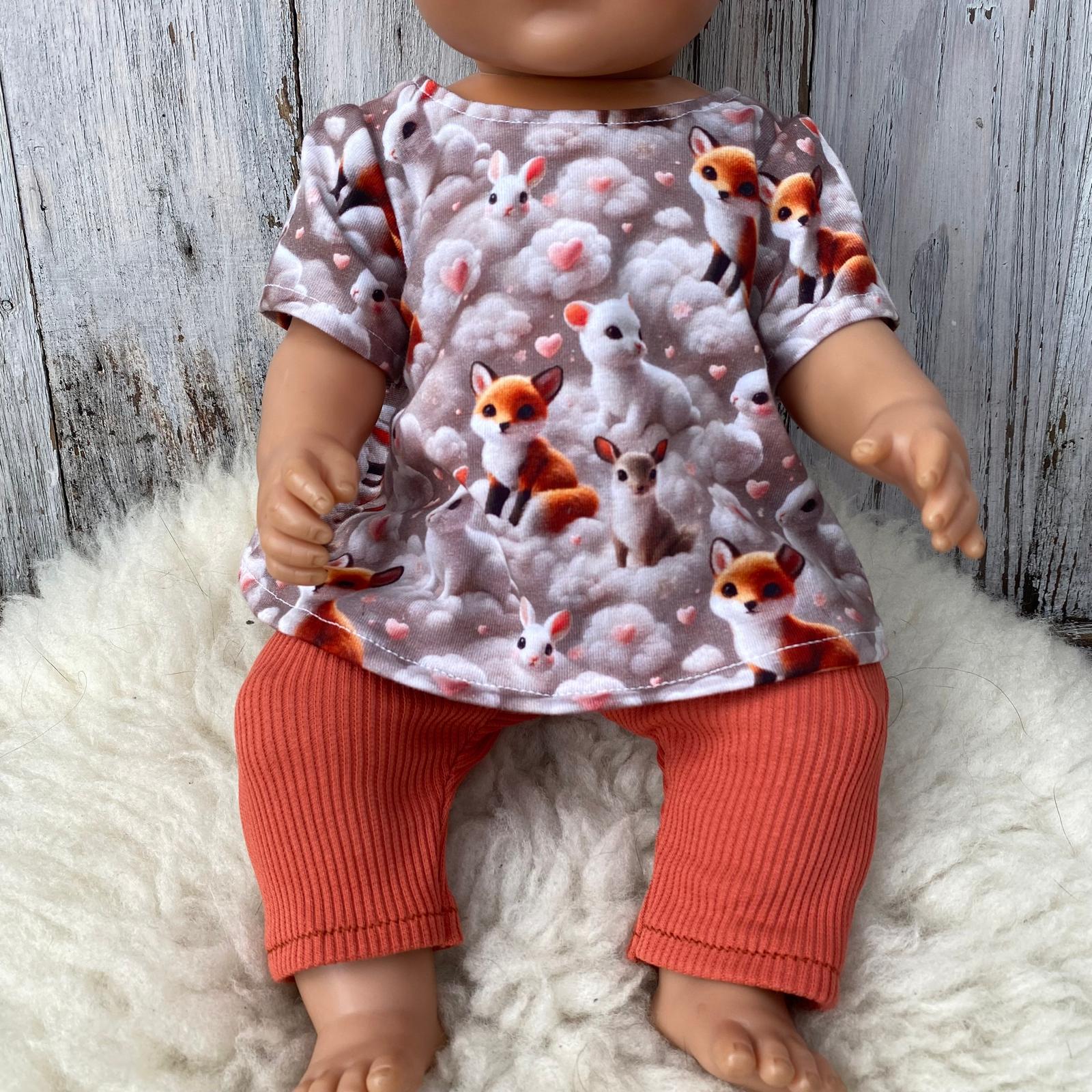 Poppenkleertjes tuniekje vosjes konijnen terracotta – Maat 43 Baby Born - Afbeelding 5