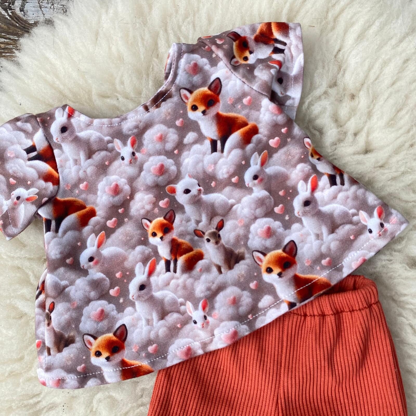 Poppenkleertjes tuniekje vosjes konijnen terracotta – Maat 43 Baby Born - Afbeelding 6
