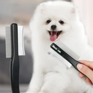 Gezichtsreinigingsborstel en Vlooienkam Voor Huisdieren Knopen Losmaken Vlooienverwijdering Haarverwijderaar Roestvrij Staal