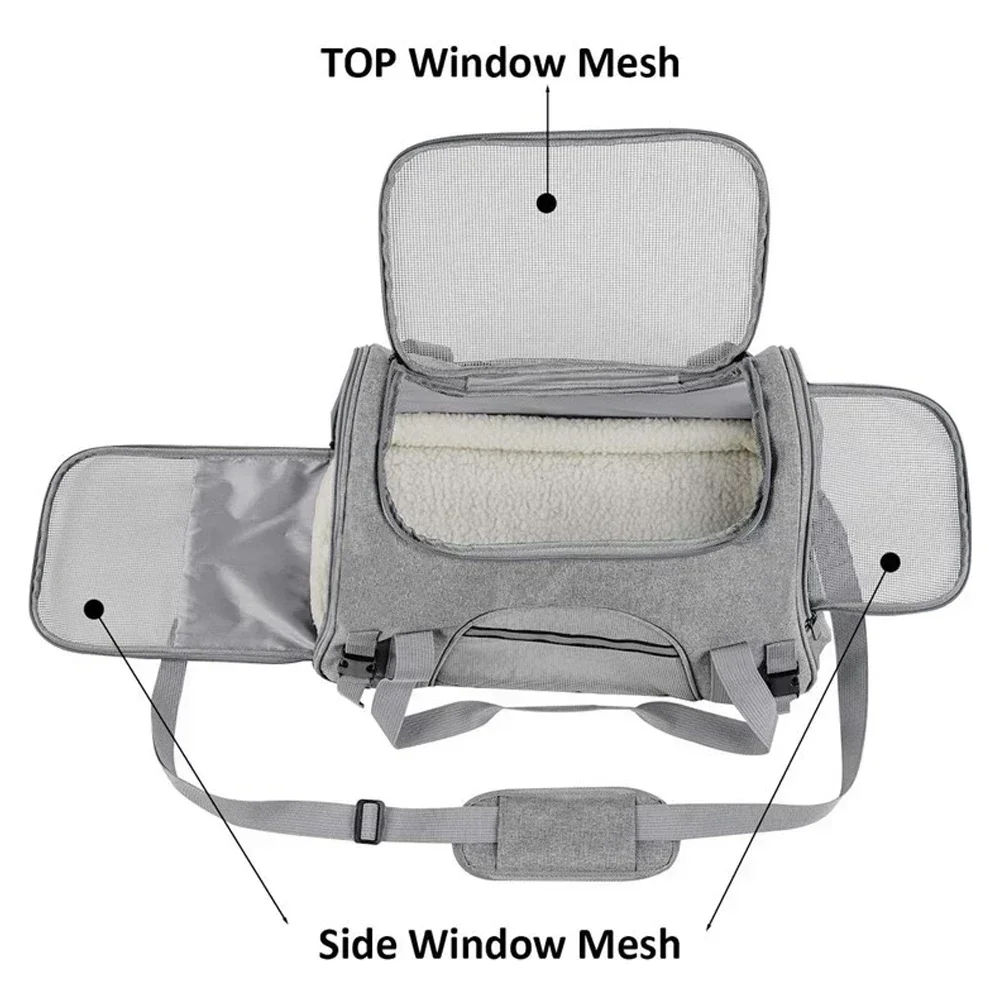 Ademende, door luchtvaartmaatschappijen goedgekeurde hondenmanddrager met gaasontwerp voor middelgrote rassen tot 10 kg - Afbeelding 3