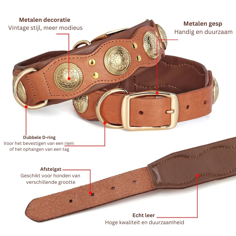 Leren Hondenhalsband Met Puntige Studs Modieus Duurzaam Verstelbaar Veilig Voor Middelgrote Tot Grote Honden - Afbeelding 5