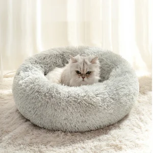 Donut Kattenbed Pluche Comfort Ondersteunend Design Machinewasbaar Beschikbaar in XS tot XL
