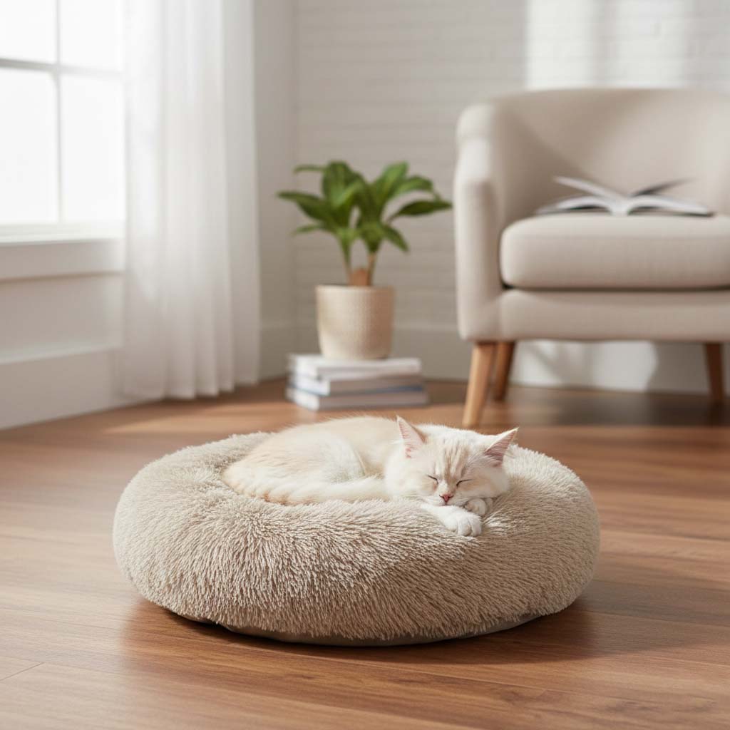 Huisdierenbed Rond Binnenshuis Pluche Kussen voor Honden en Katten - Afbeelding 3